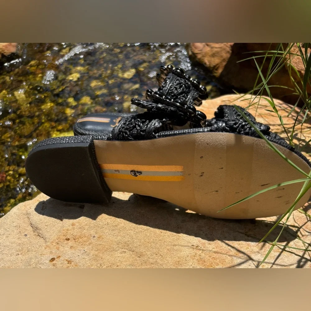 *New* Sam Edelman Elisa Black Braided Slide Sandals Size 8 - Picture 6 of 6